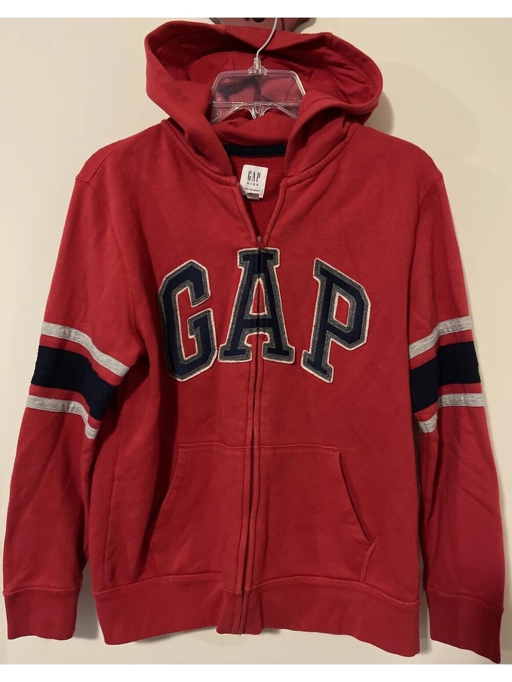 Gap Boys XXL Full-Zip Red Logo Inner-Fleece Cozy Jacket With Hood! A3948